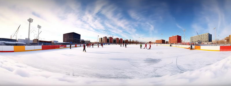 广角拍摄户蓝天下外雪场滑雪娱乐,高清,摄影图,摄影图片,图片大全,摄影图免费下载